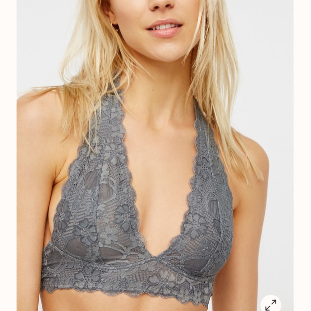 Free People Gray Galloon Halter Bralette Size S
